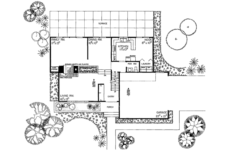 Dream House Plan - Floor Plan - Main Floor for Contemporary House Plan #72-621 - 4 bed, 0 bath