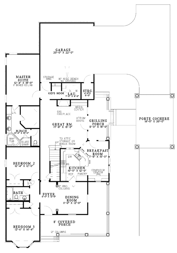 Dream House Plan - Craftsman Floor Plan - Main Floor Plan #17-2866