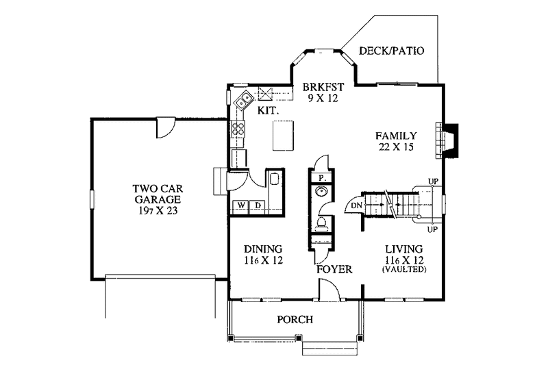 House Design - Floor Plan - Main Floor for Country House Plan #1053-7 - 3 bed, 2.5 bath