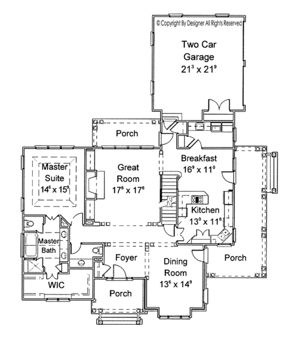 House Blueprint - Country Floor Plan - Main Floor Plan #429-258