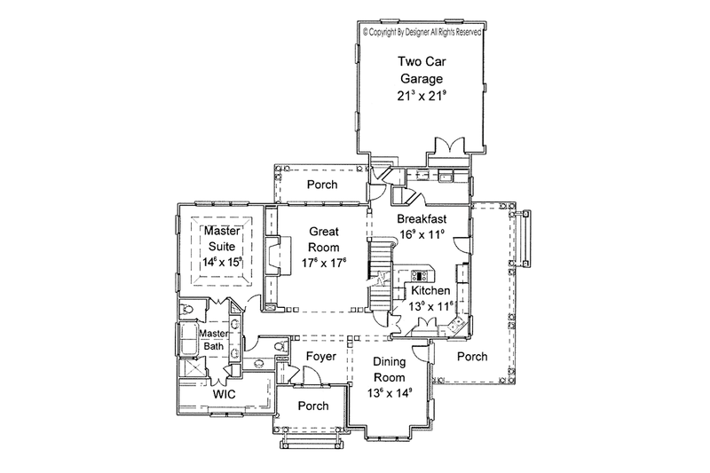 Architectural House Design - Floor Plan - Main Floor for Country House Plan #429-258 - 4 bed, 3.5 bath
