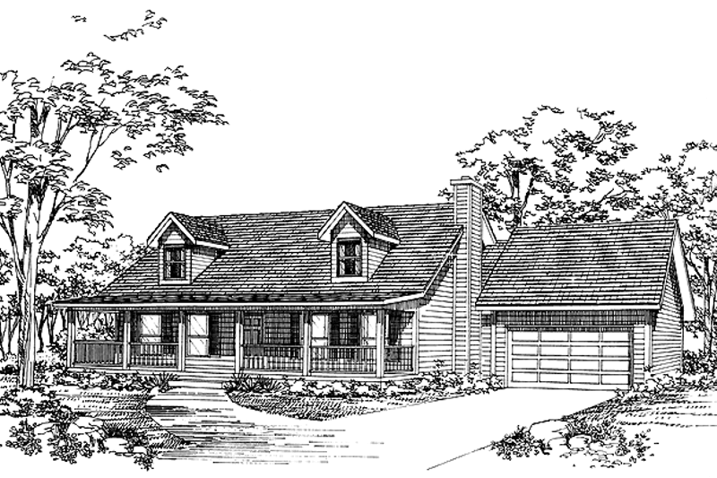 House Blueprint - Country Exterior - Front Elevation Plan #72-1036
