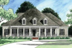 Southern Exterior - Front Elevation Plan #1054-13