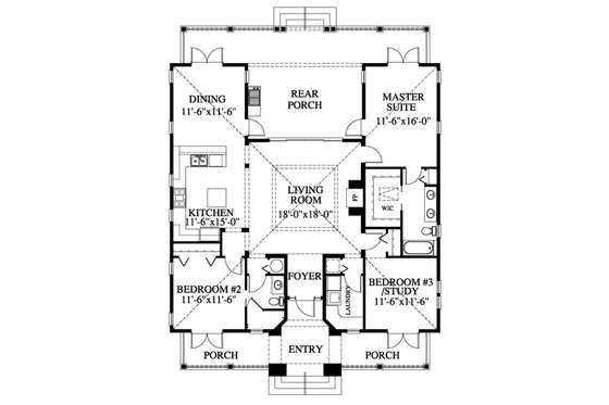 Floor Plan - Main Floor for Beach House Plan #426-11 - 3 bed, 2 bath