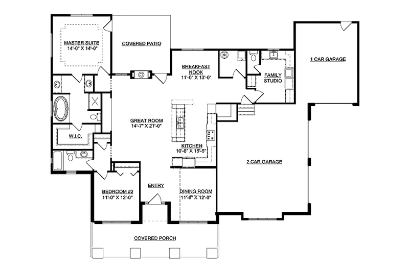 Dream House Plan - Floor Plan - Main Floor for Craftsman House Plan #950-1 - 2 bed, 2.5 bath