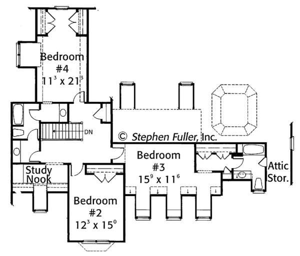 Dream House Plan - Country Floor Plan - Upper Floor Plan #429-344