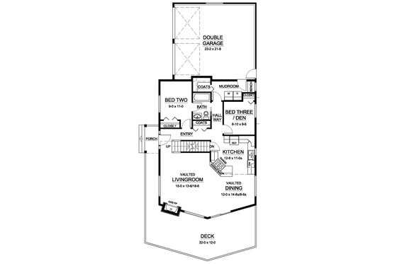 Floor Plan - Main Floor for Cabin House Plan #126-191 - 3 bed, 2 bath