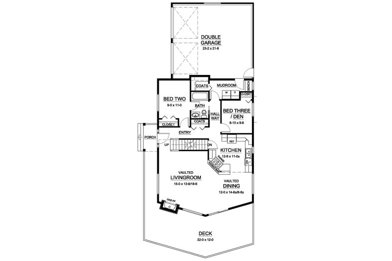 Home Plan - Floor Plan - Main Floor for Cabin House Plan #126-191 - 3 bed, 2 bath