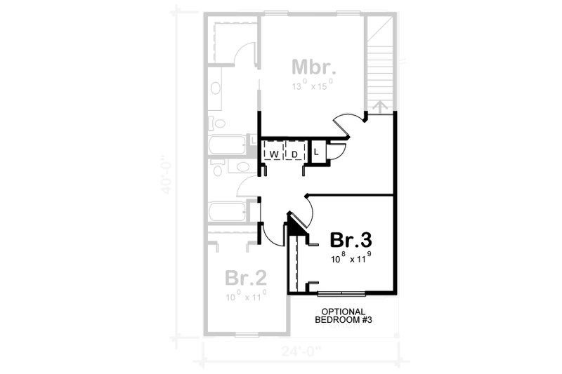 Architectural House Design - Floor Plan - Other Floor 1 for Traditional House Plan #20-2407 - 3 bed, 2.5 bath