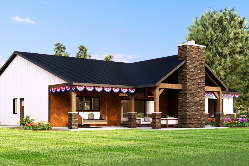 Architectural House Design - Exterior - Rear Elevation 3 for Ranch House Plan #1064-191 - 3 bed, 2 bath