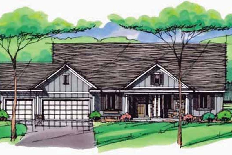 House Blueprint - European Exterior - Front Elevation Plan #51-990