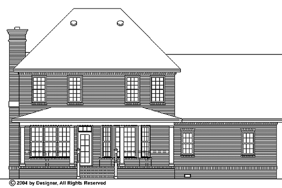Exterior - Rear Elevation for Classical House Plan #929-628 - 3 bed, 2.5 bath