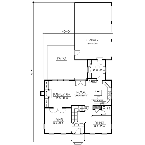 Colonial Floor Plan - Main Floor Plan #100-451