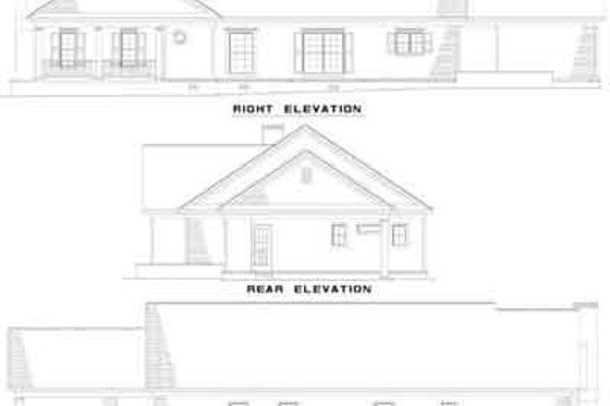 Exterior - Rear Elevation 1 for Traditional House Plan #17-142 - 3 bed, 2 bath