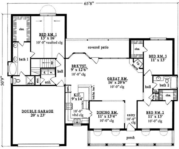 Architectural House Design - Country Floor Plan - Main Floor Plan #42-699
