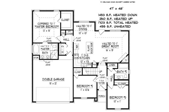 Floor Plan - Main Floor for European House Plan #424-410 - 3 bed, 2 bath