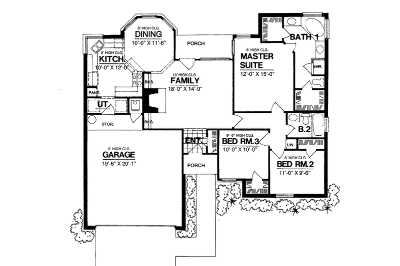 Home Plan - Floor Plan - Main Floor for Traditional House Plan #40-494 - 3 bed, 2 bath