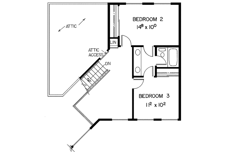 Home Plan - Floor Plan - Upper Floor for Contemporary House Plan #60-792 - 3 bed, 2.5 bath