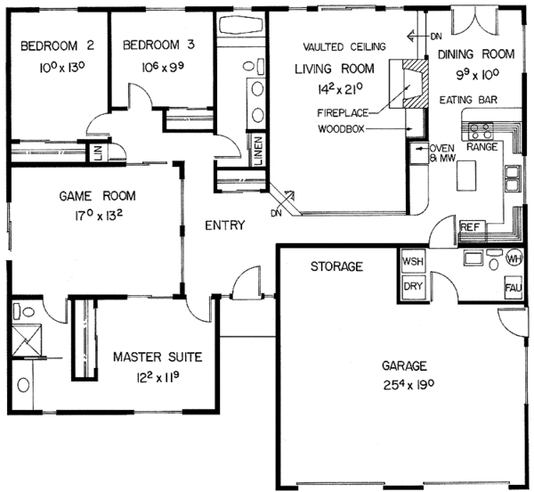 Dream House Plan - Ranch Floor Plan - Main Floor Plan #60-682