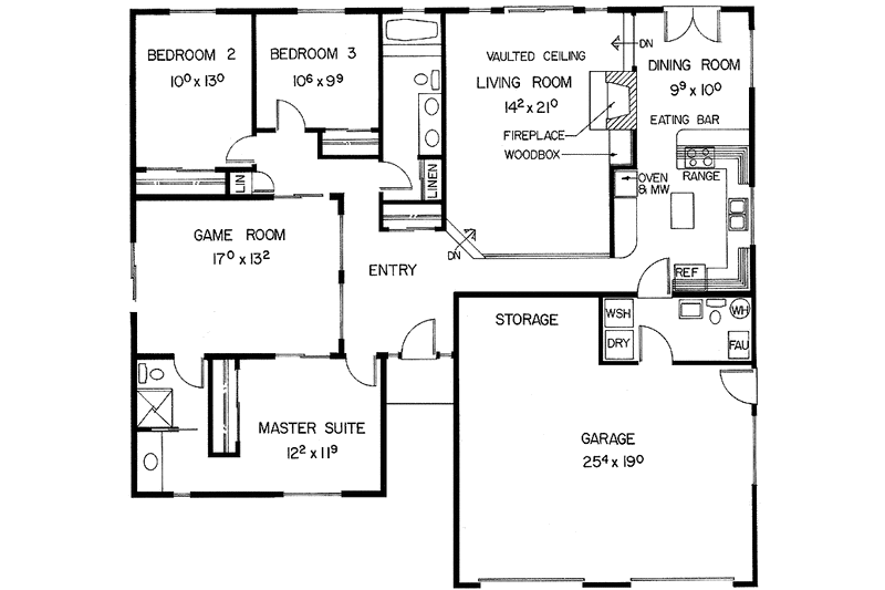 Architectural House Design - Floor Plan - Main Floor for Ranch House Plan #60-682 - 3 bed, 2.5 bath