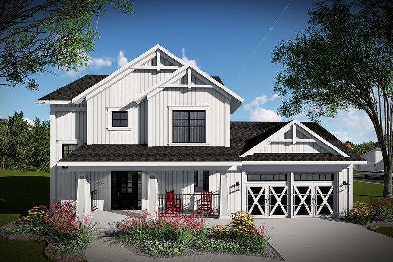 House Plan Design - Farmhouse Exterior - Front Elevation Plan #70-1454