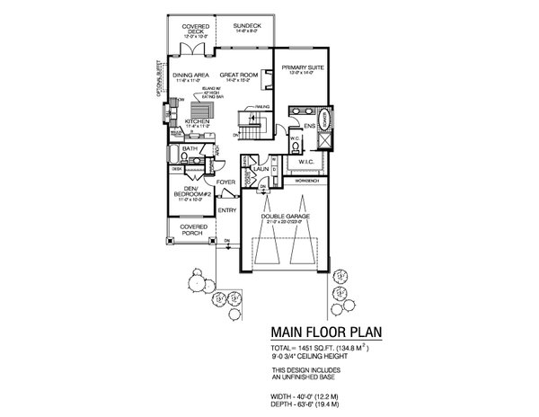 Home Plan - Floor Plan - Main Floor for Ranch House Plan #1100-174 - 2 bed, 2 bath