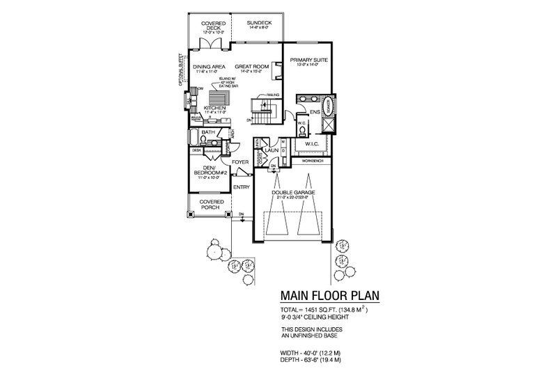 Home Plan - Floor Plan - Main Floor for Ranch House Plan #1100-174 - 2 bed, 2 bath