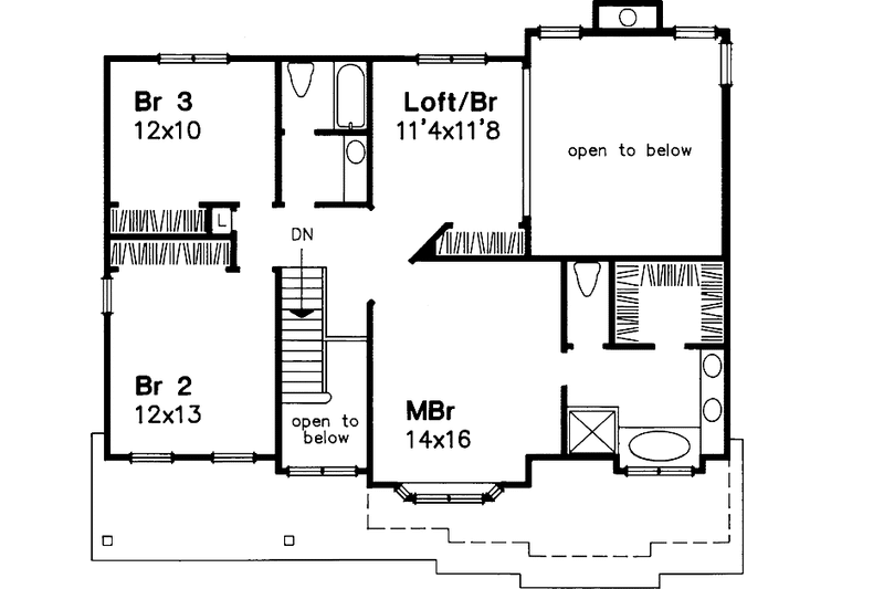 Home Plan - Floor Plan - Upper Floor for Country House Plan #320-614 - 3 bed, 2.5 bath