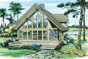 House Blueprint - Cabin Exterior - Front Elevation Plan #47-927