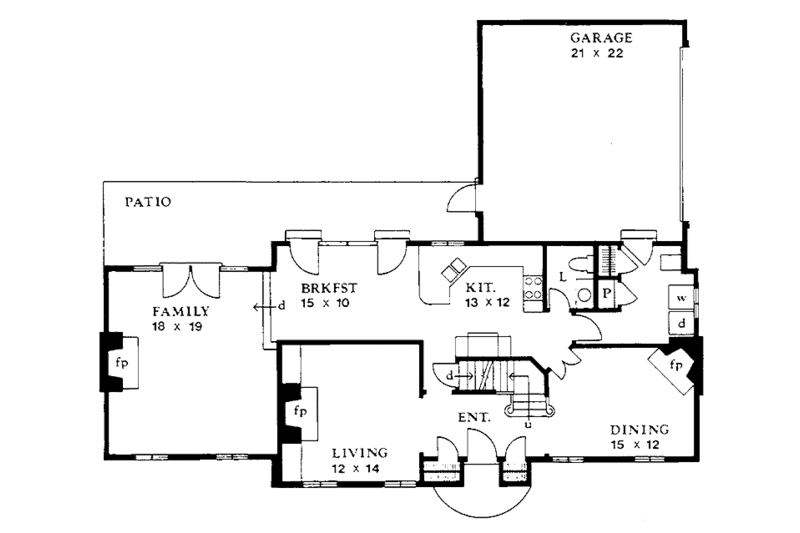 Architectural House Design - Floor Plan - Main Floor for Country House Plan #1016-49 - 3 bed, 2.5 bath