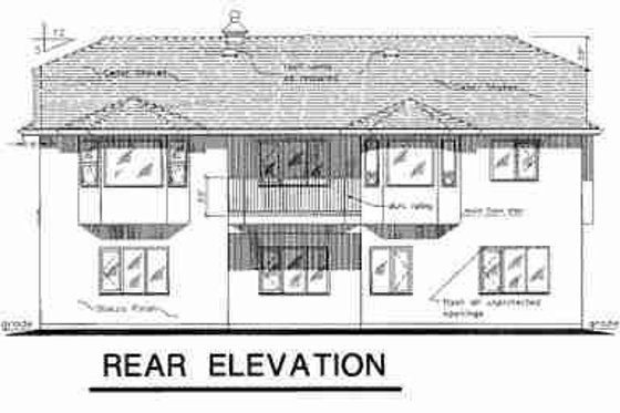 Exterior - Rear Elevation for European House Plan #18-9303 - 4 bed, 3 bath