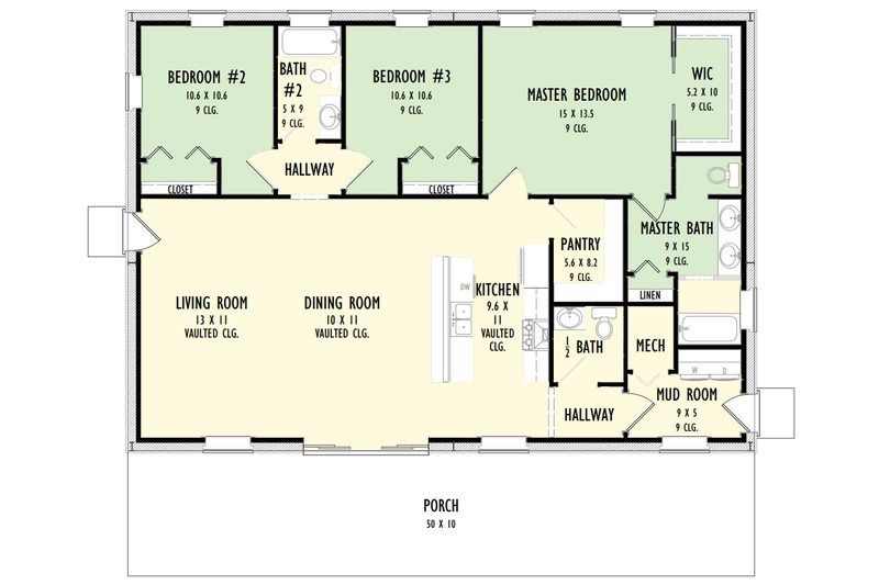 Dream House Plan - Floor Plan - Main Floor for Barndominium House Plan #1092-30 - 3 bed, 2.5 bath