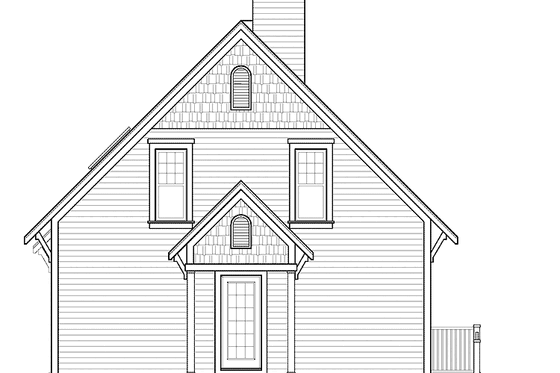 Exterior - Rear Elevation for European House Plan #23-2486 - 3 bed, 2.5 bath