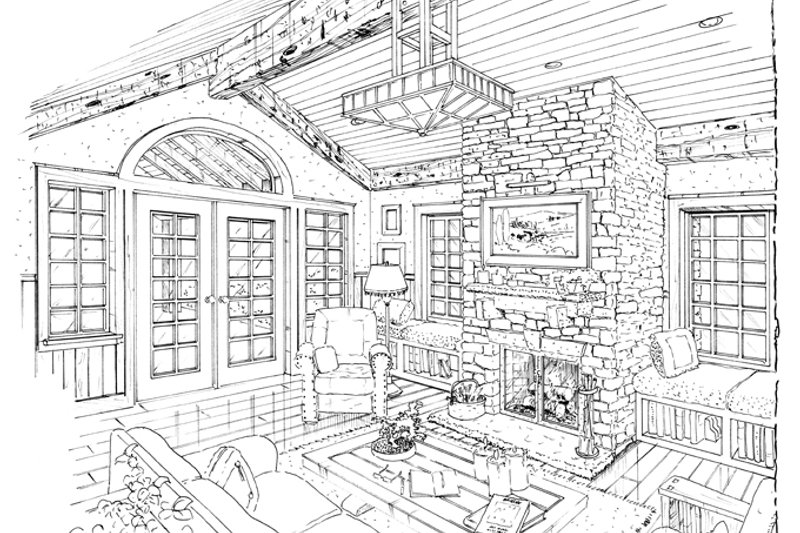 House Blueprint - Interior - Family Room for Craftsman House Plan #942-12 - 3 bed, 2.5 bath