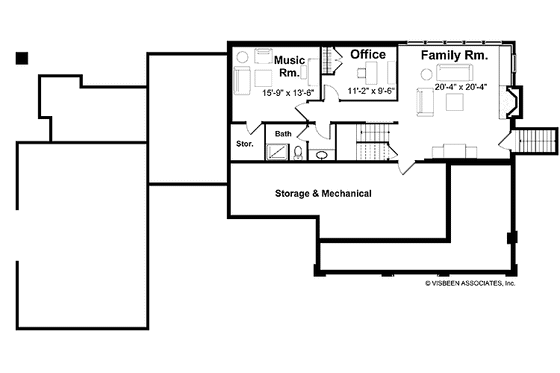 Floor Plan - Lower Floor for Colonial House Plan #928-97 - 4 bed, 3.5 bath