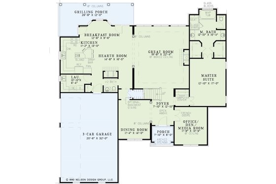 Floor Plan - Main Floor for Traditional House Plan #17-2079 - 4 bed, 3 bath