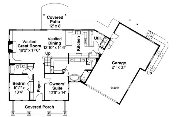 Architectural House Design - Craftsman Floor Plan - Main Floor Plan #124-979