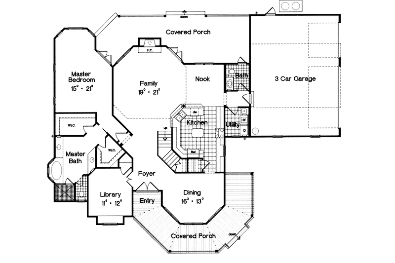 House Blueprint - Floor Plan - Main Floor for Victorian House Plan #417-545 - 4 bed, 3.5 bath
