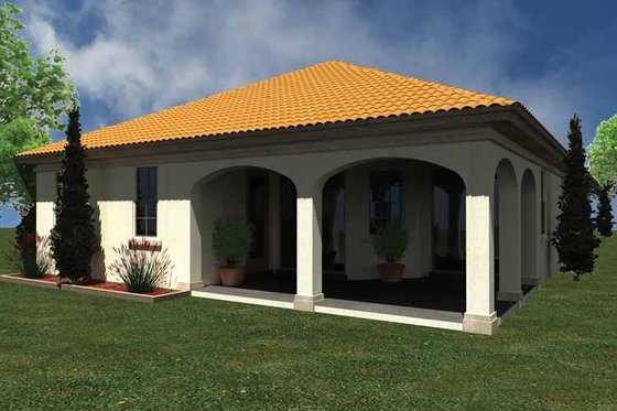 Exterior - Rear Elevation for Mediterranean House Plan #930-429 - 2 bed, 2 bath