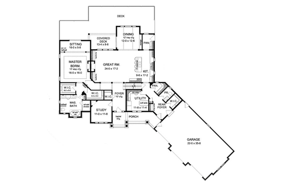 Floor Plan - Main Floor for Colonial House Plan #1010-40 - 4 bed, 3.5 bath