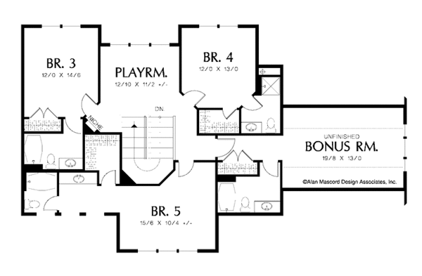 House Plan Design - Country Floor Plan - Upper Floor Plan #48-855