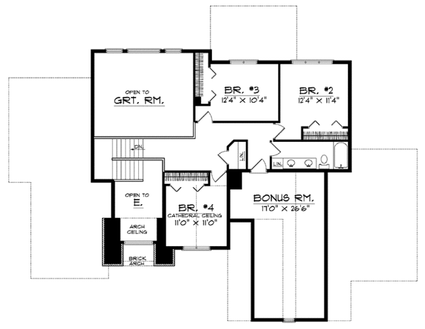 Dream House Plan - Traditional Floor Plan - Upper Floor Plan #70-1370