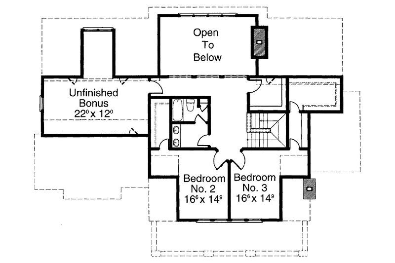 Home Plan - Floor Plan - Upper Floor for Craftsman House Plan #429-191 - 3 bed, 2.5 bath