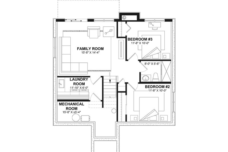 Dream House Plan - Floor Plan - Lower Floor for Contemporary House Plan #23-2425 - 3 bed, 2 bath