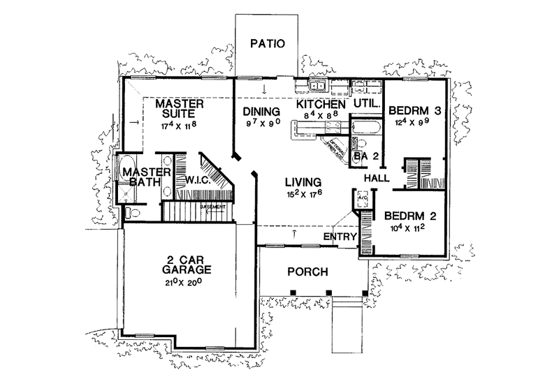 Dream House Plan - Floor Plan - Main Floor for Country House Plan #472-280 - 3 bed, 2 bath