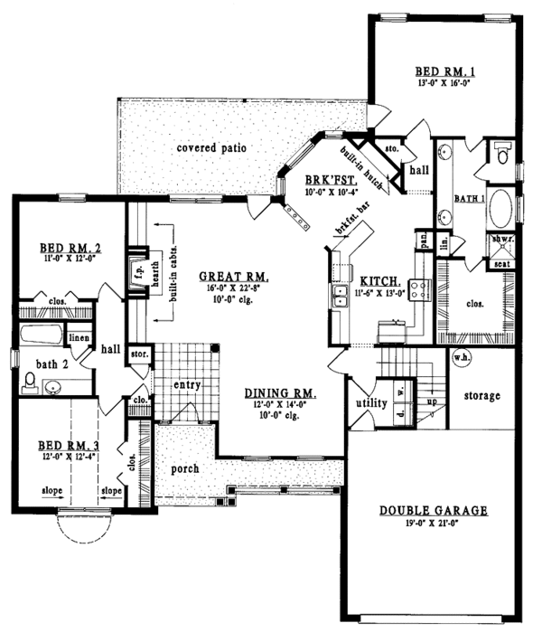 Home Plan - Country Floor Plan - Main Floor Plan #42-429