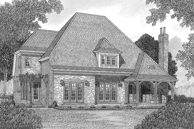 Home Plan - Exterior - Rear Elevation for European House Plan #453-156 - 3 bed, 3.5 bath