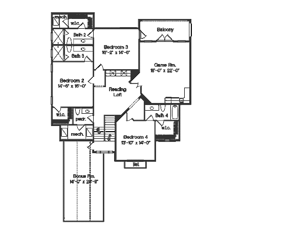 European Floor Plan - Upper Floor Plan #135-159