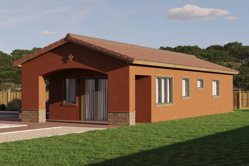 House Blueprint - Exterior - Front Elevation 3 for Mediterranean House Plan #1106-89 - 1 bed, 1 bath