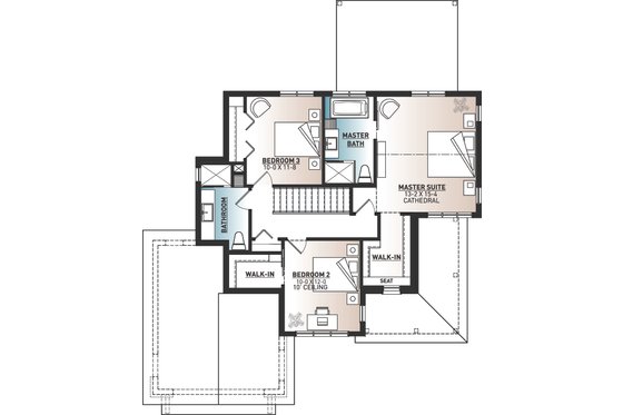 Floor Plan - Upper Floor for Farmhouse House Plan #23-2740 - 3 bed, 2 bath